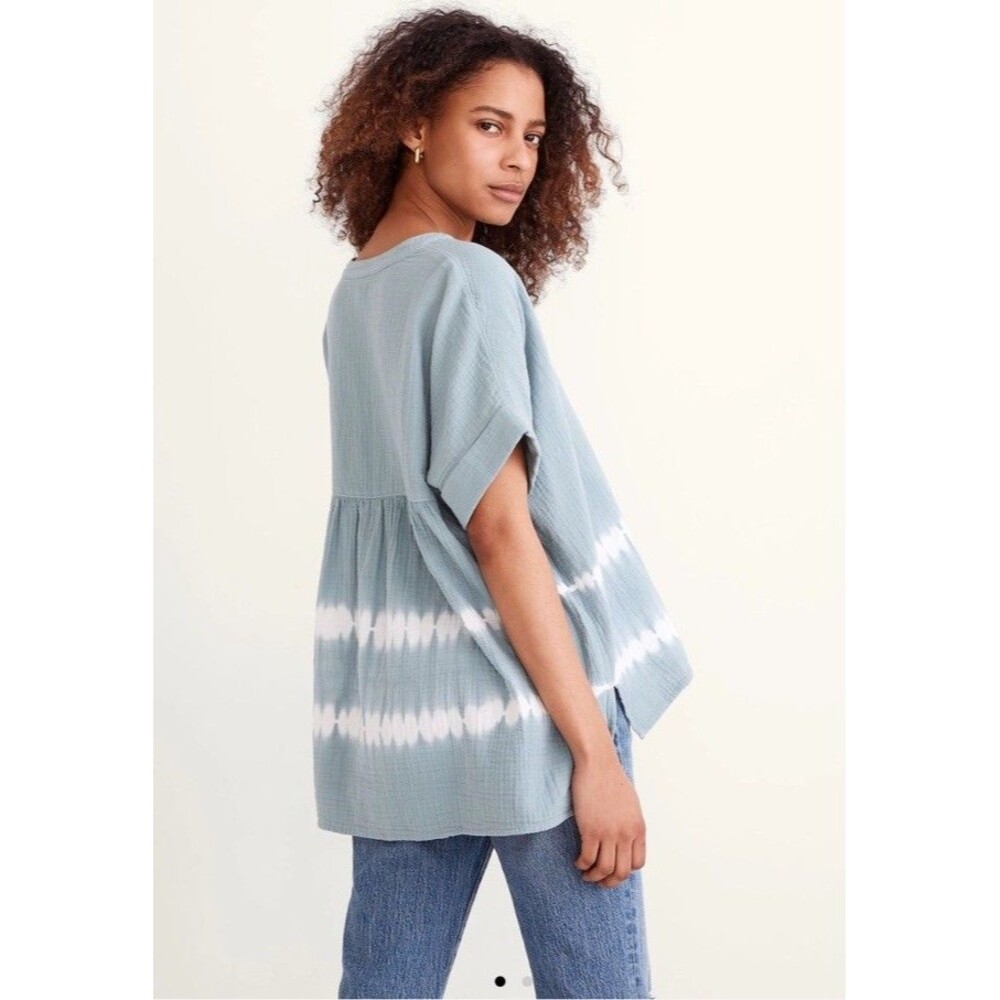 Madewell Women's Size Small Blue Tie-Dye Lightspun Lakeline Popover Shirt